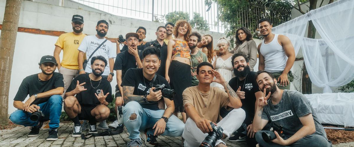 Group of diverse people breathing together